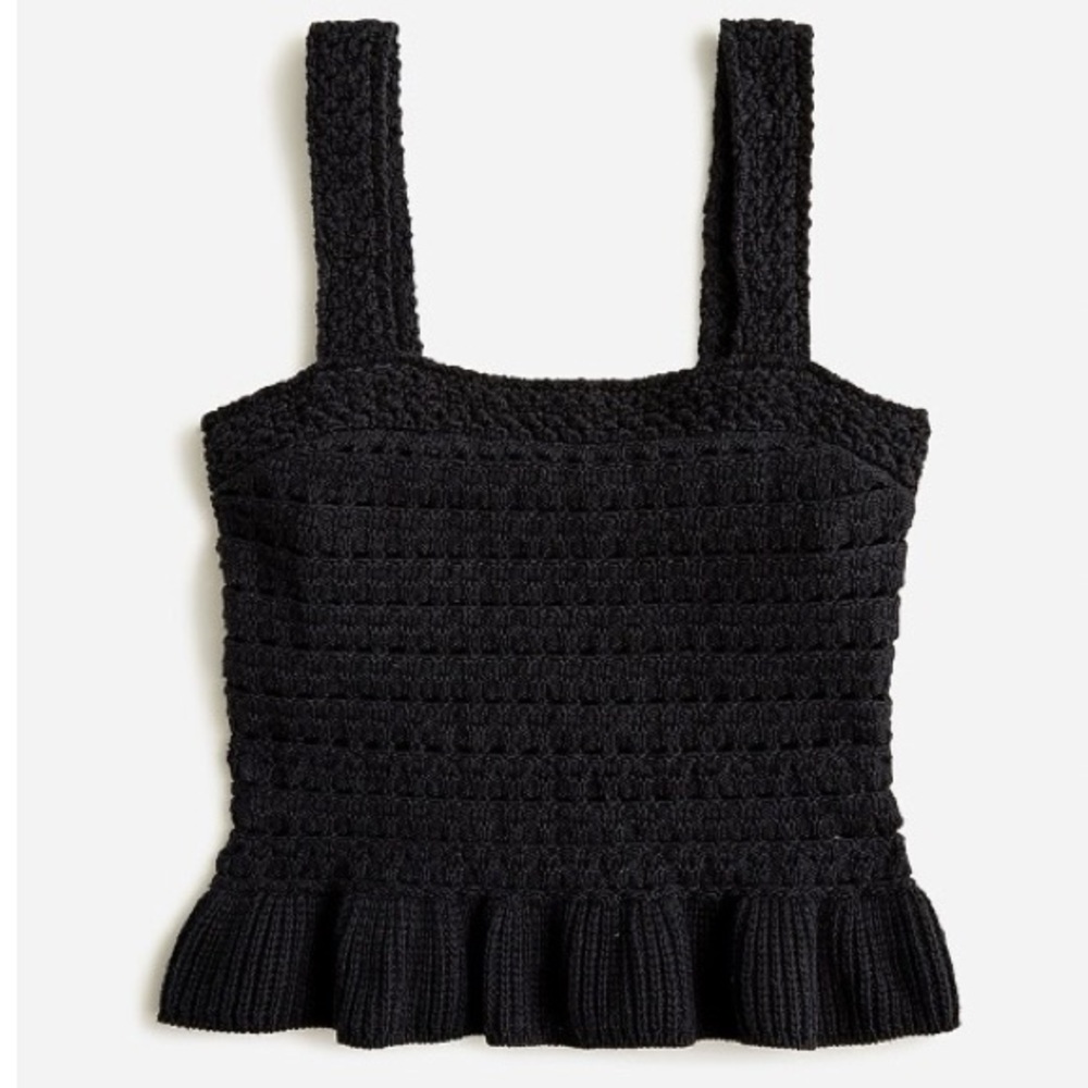 J. Crew Black Crochet Ruffle Sweater Tank